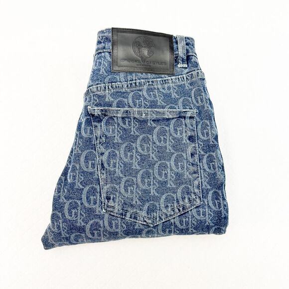 Crooks & Castles Monogram Printed Lux Laser Denim Jeans Size 28 NWT - Picture 1 of 10